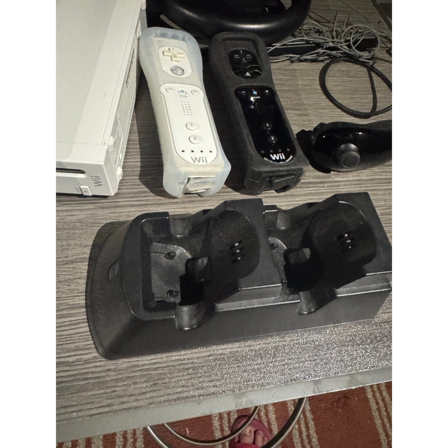 Nintendo Wii Game Console White + Pick 2 Remotes, Steering Wheel, charger. Tested
