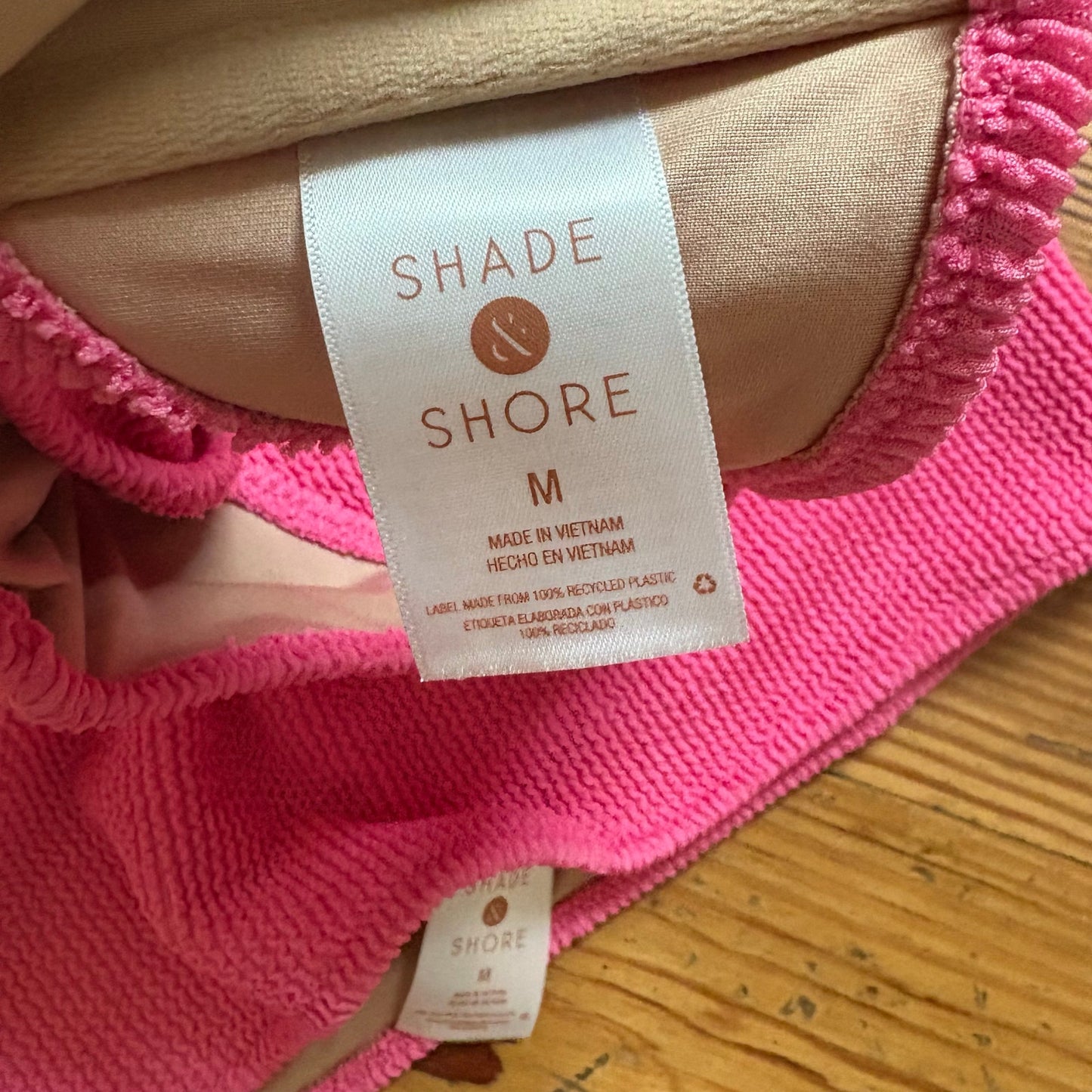 Shade & Shore bright pink strapless high waisted 2 piece swim suit SIZE M