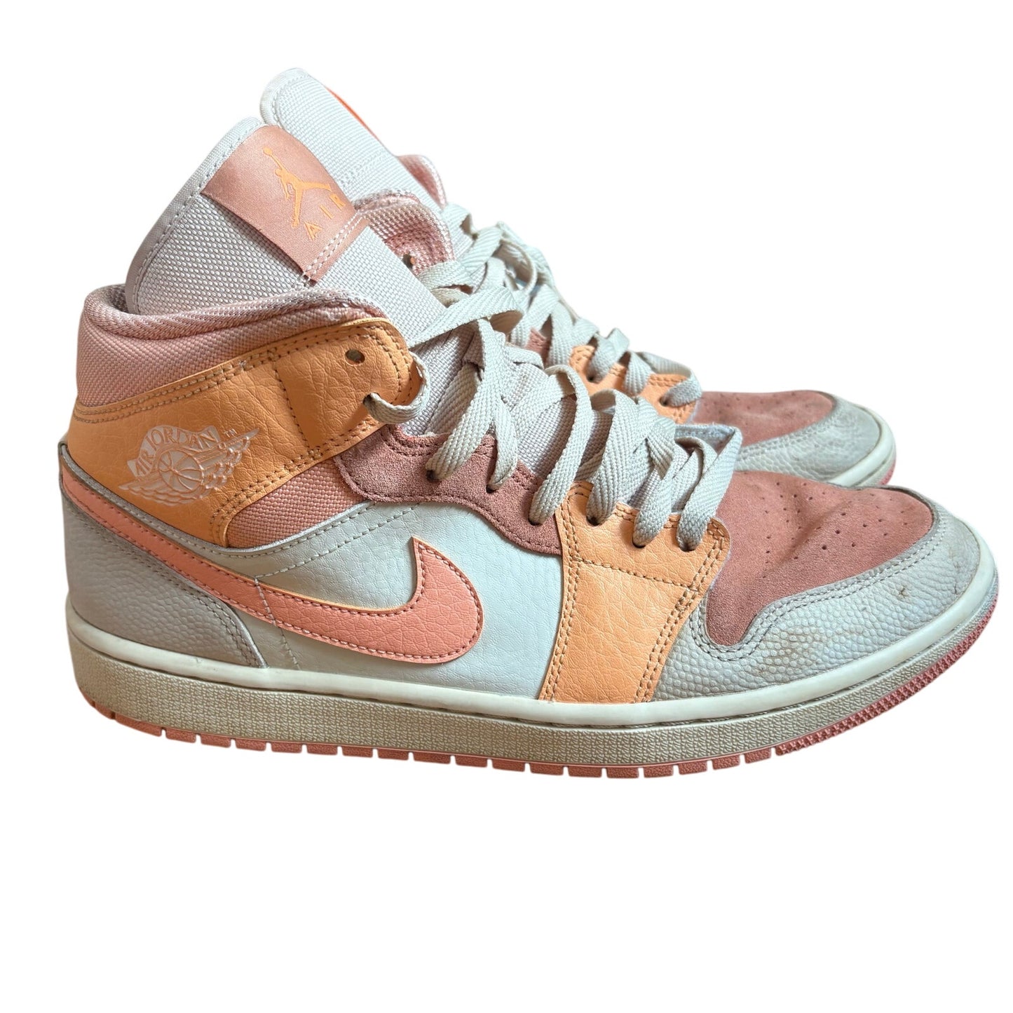 Nike Air Jordan Mid beige orange high top lace womens sneakers SIZE 12