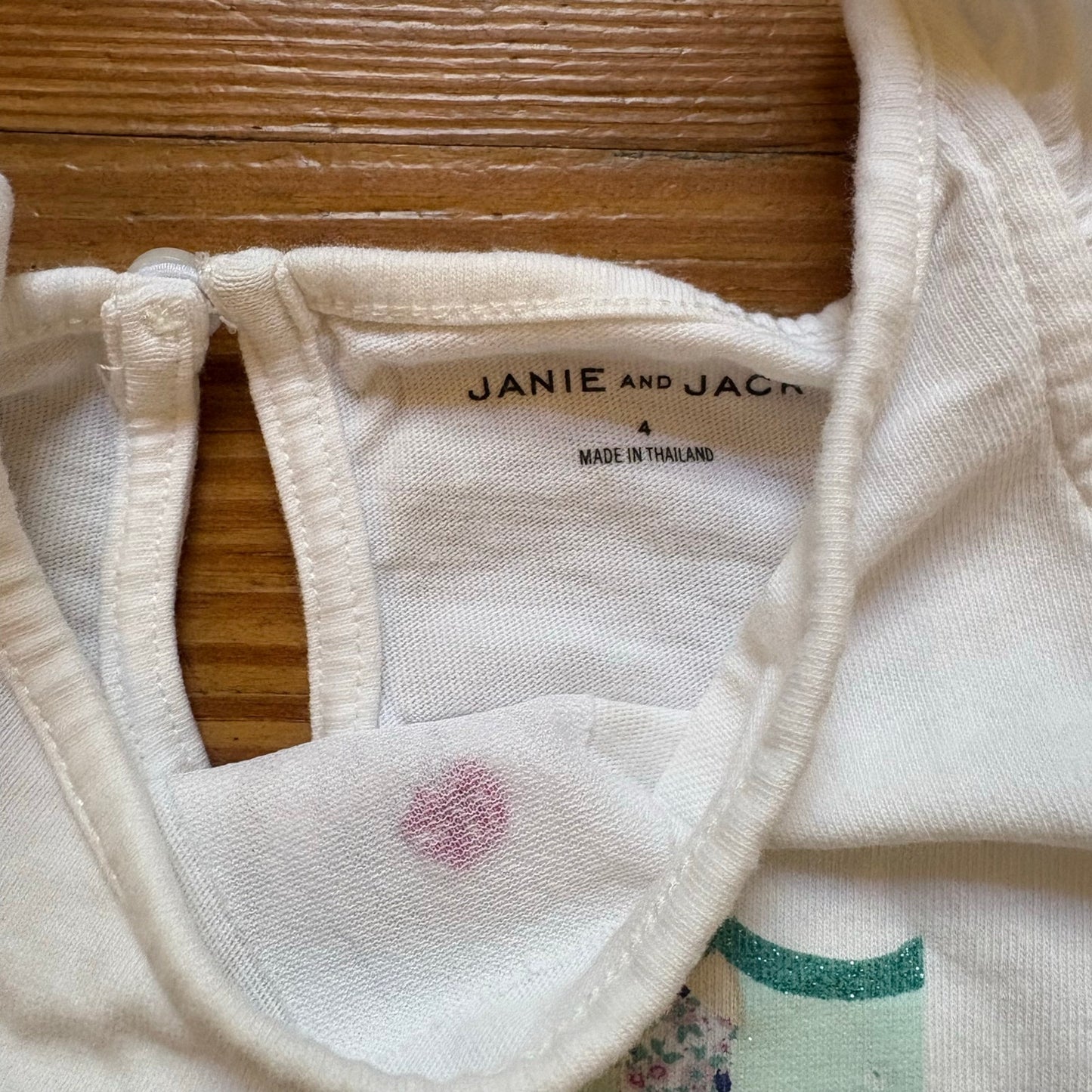 Janie and Jack white ruffle sleeveless summer swimmers graphic shirt SIZE 4