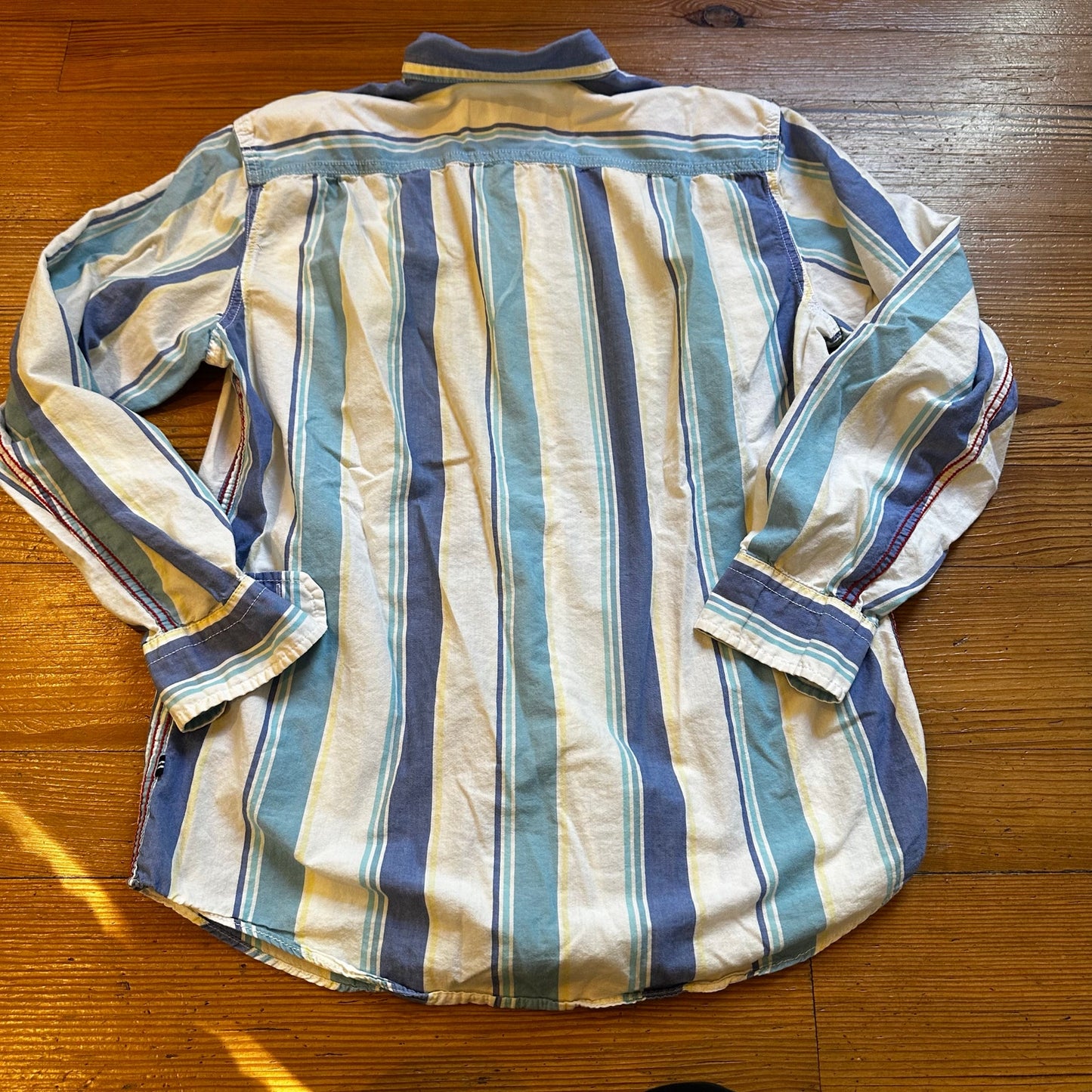 Nautica retro blue white striped button up shirt SIZE M