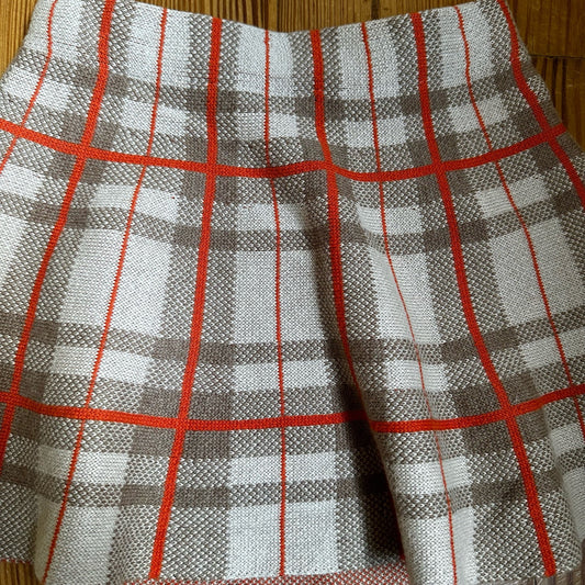 Beige orange plaid cotton flare skirt SIZE 4