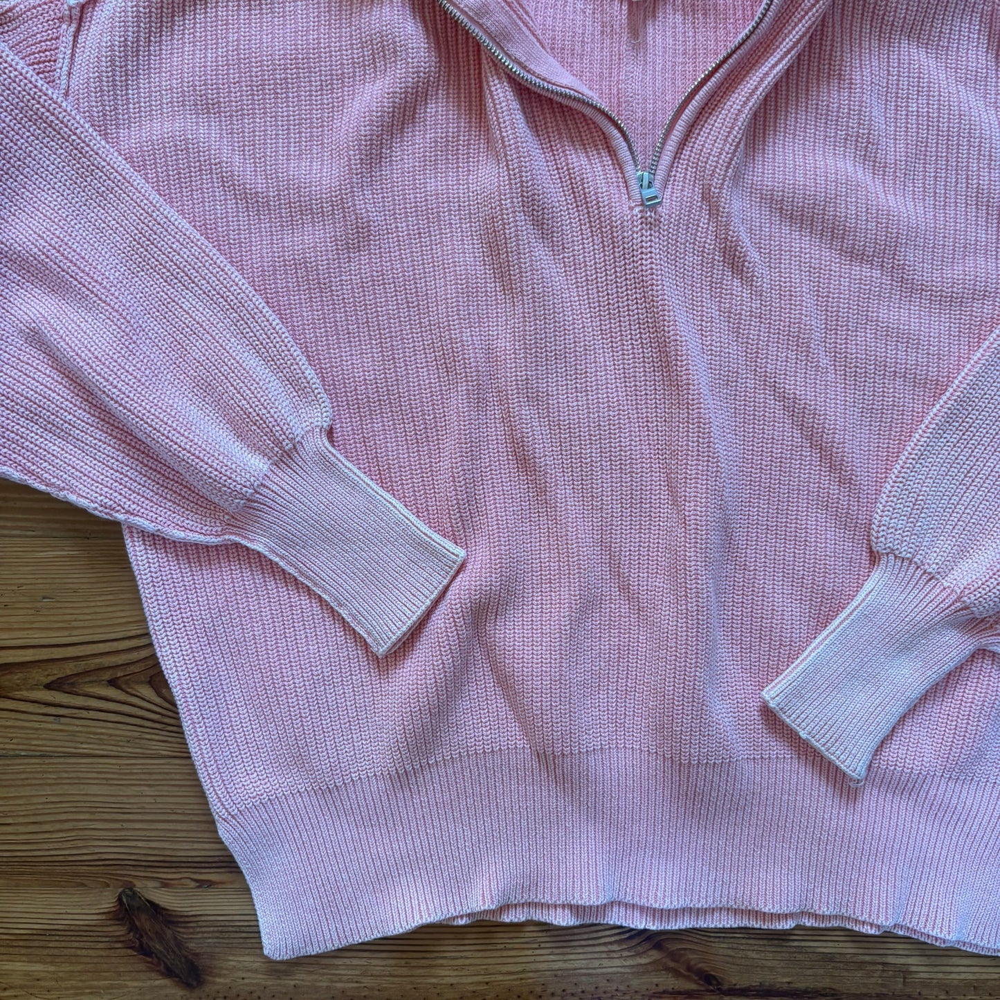 Aerie light pink henley quarter zip oversized knit sweater SIZE S