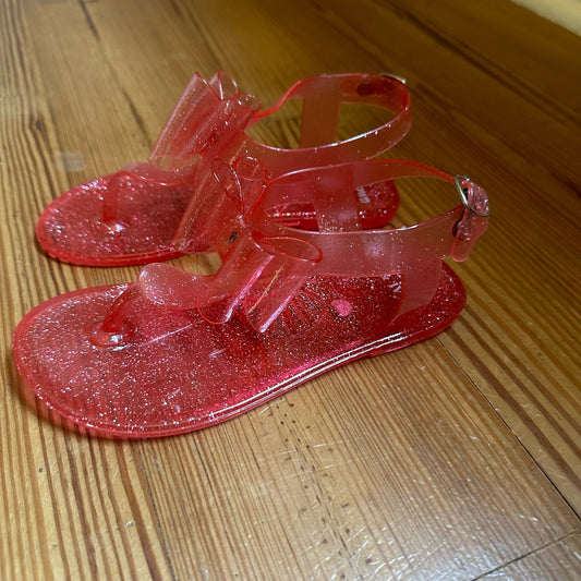 Crown & Ivy pink glitter bow jellie thing sandal SIZE 11