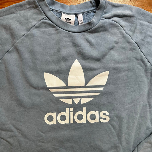 Adidas light blue logo oversized crew long sleeve sweatshirt SIZE XL