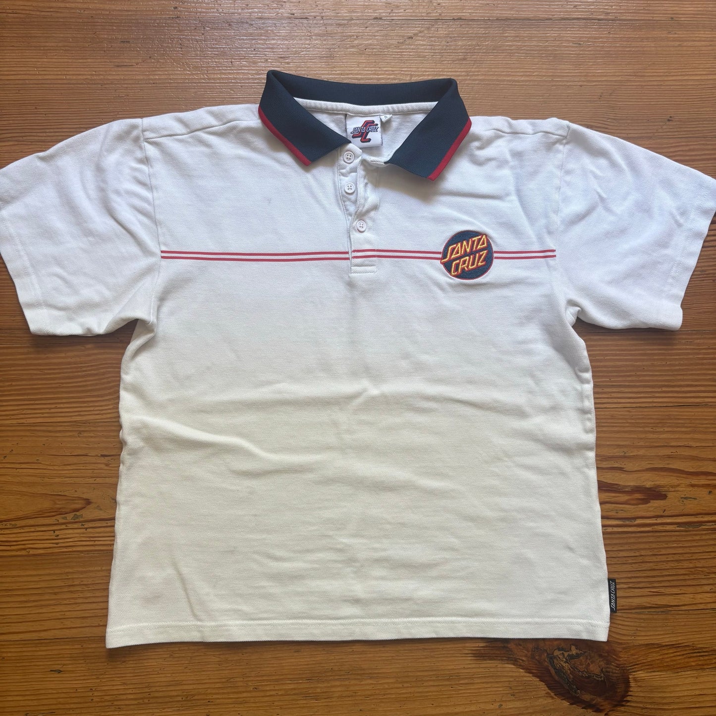 Santa Cruz white patch short sleeve polo womens shirt SIZE S