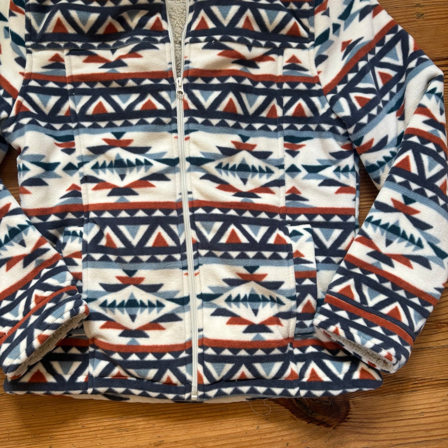 Outback Trading Company fleece lined full zip western print sweater SIZE M