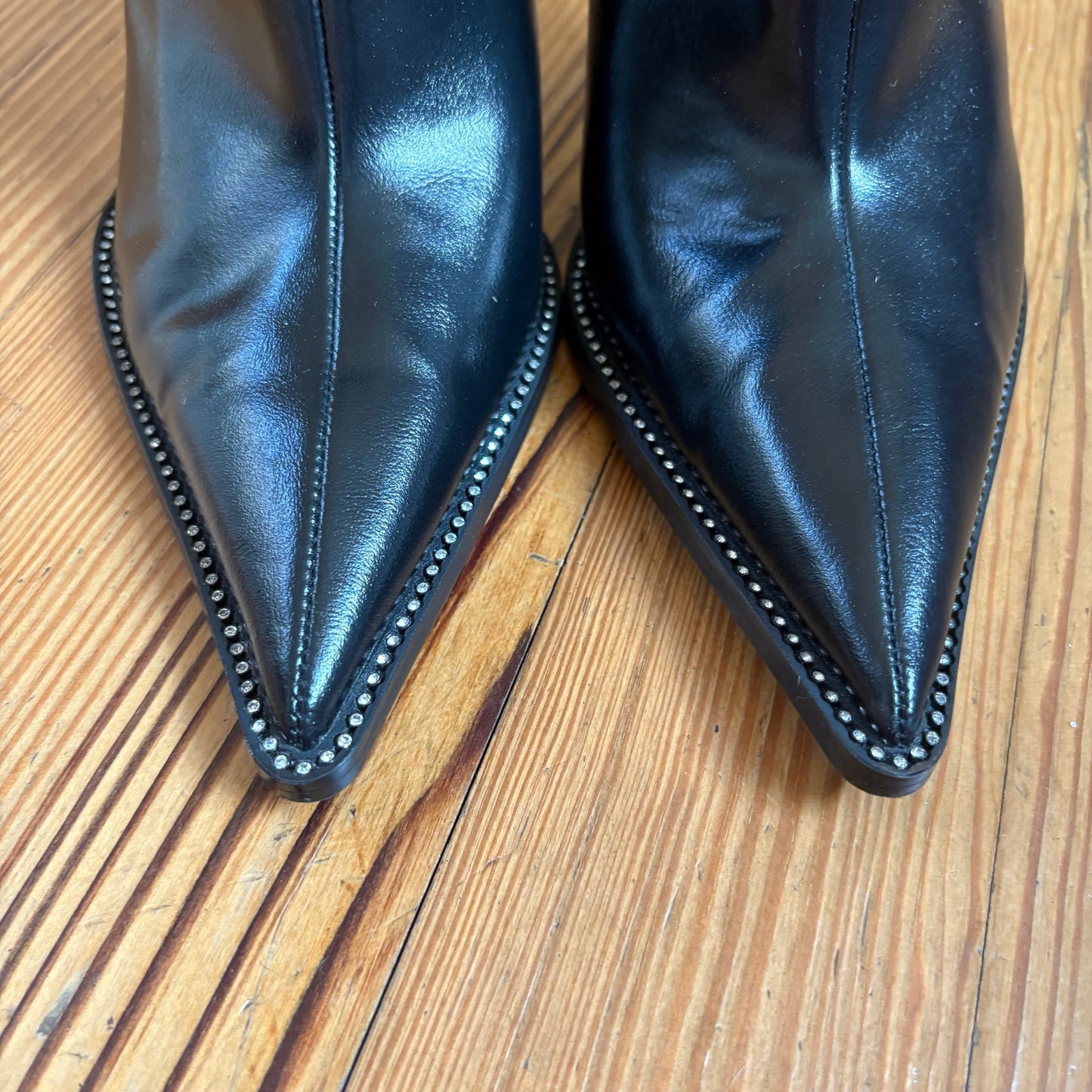 NWT ZARA black pointed toe stiletto jeweled sole heeled booties SIZE 10