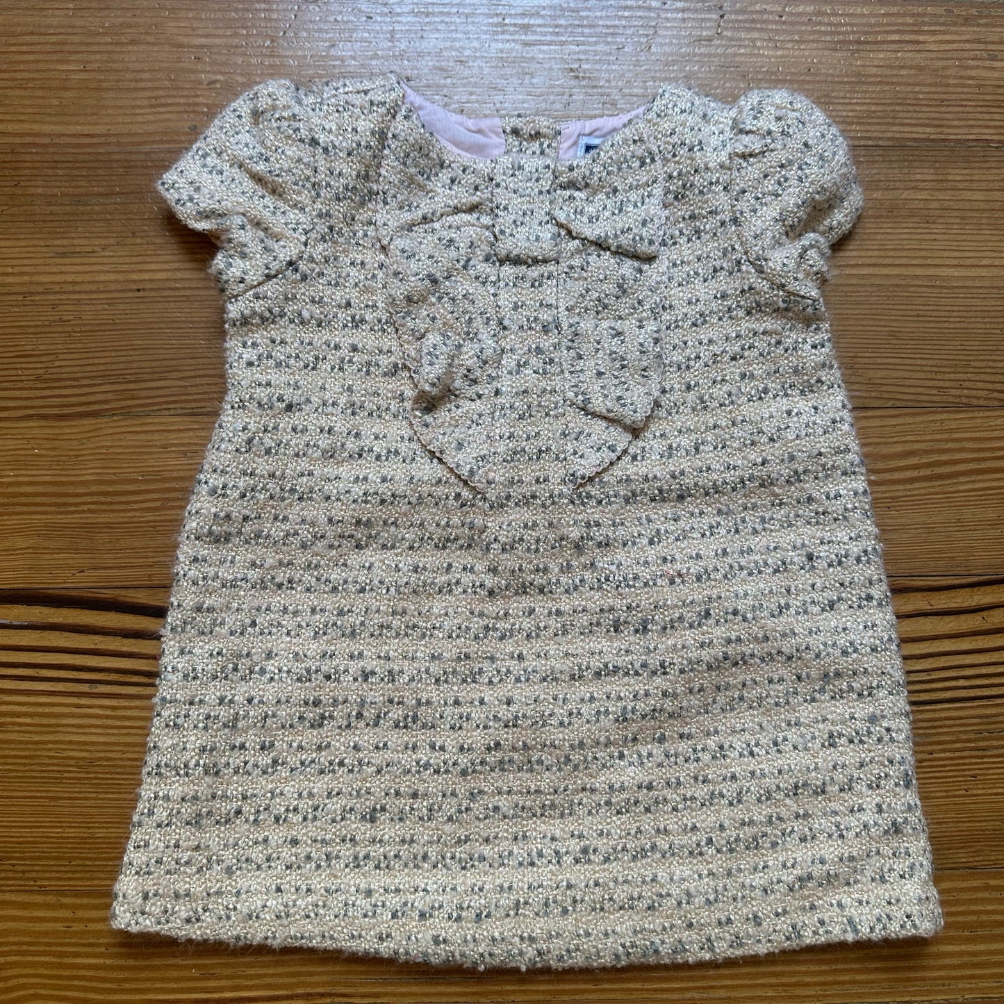 Janie and Jack pink gray tweed ruffle front dress SIZE 12M