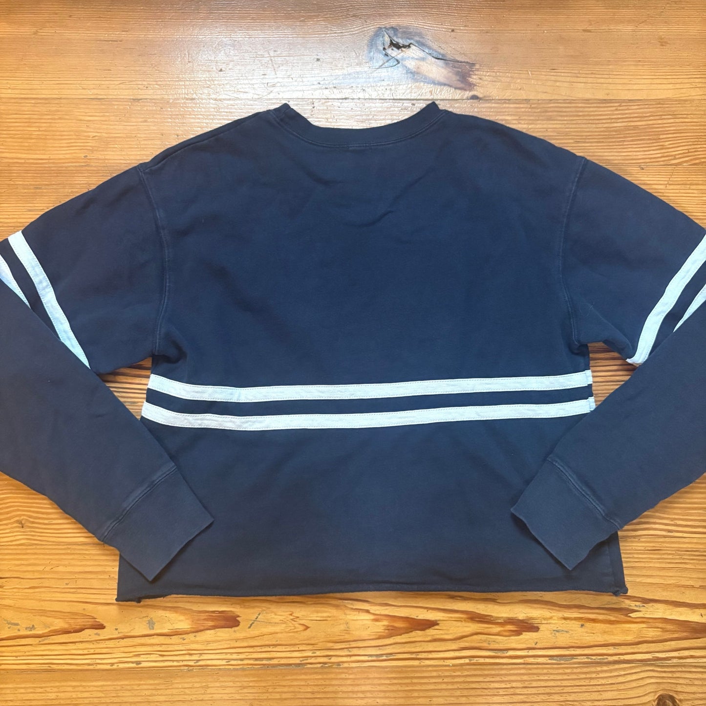 John Galt dark navy blue white striped crew cropped sweatshirt SIZE OS