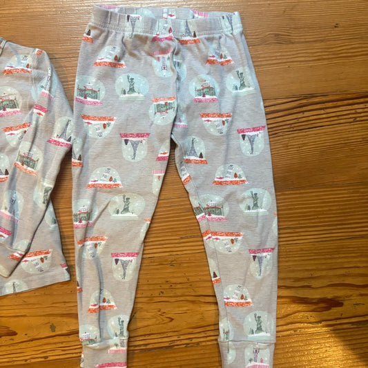 Carter's gray New York Paris monument long sleeve toddler pajama set SIZE 4T