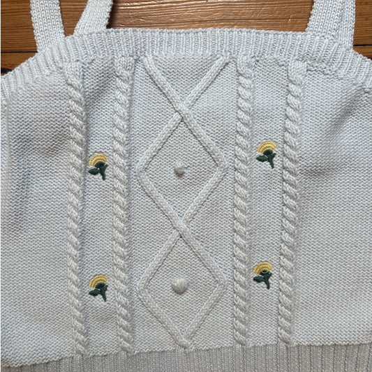 Wild Fable light blue knit yellow flower adjustable strap cropped tank SIZE XXL