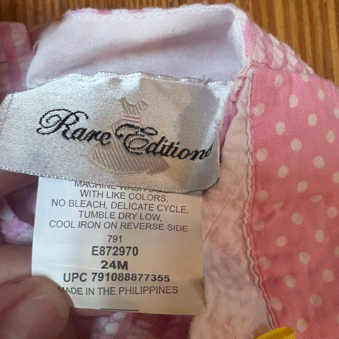 Rare Editions pink bunny polka dot pattern ruffle tiered sleeveless top SIZE 24M