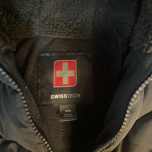 SWISSTECH black puffer hooded full zip baby jacket SIZE 12M
