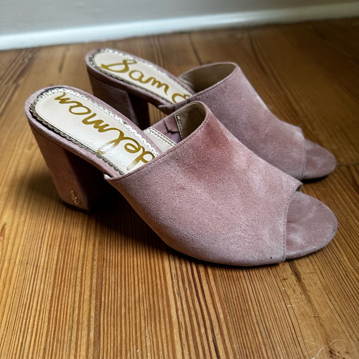 Sam Edelman Orlie soft pink suede heel sandals SIZE 7.5