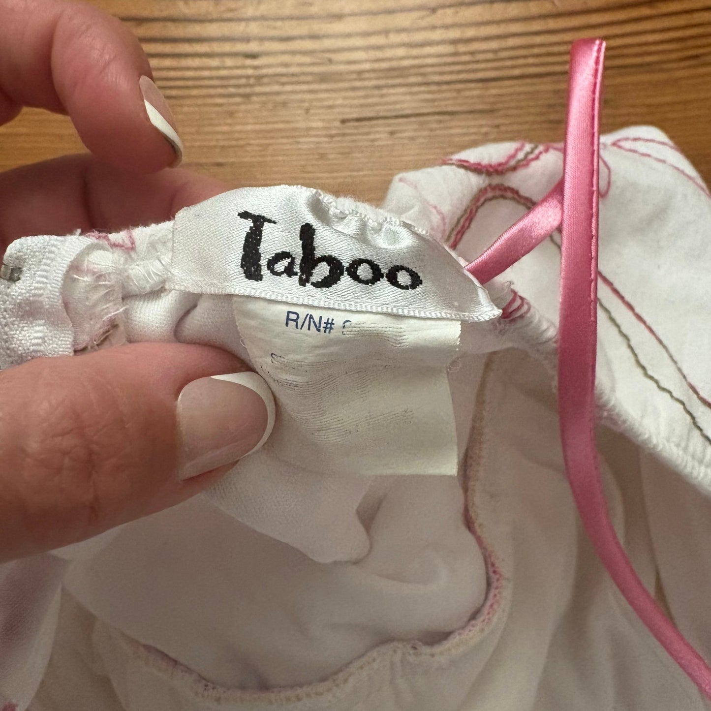 Taboo y2k white pink floral embroidered dress SIZE M