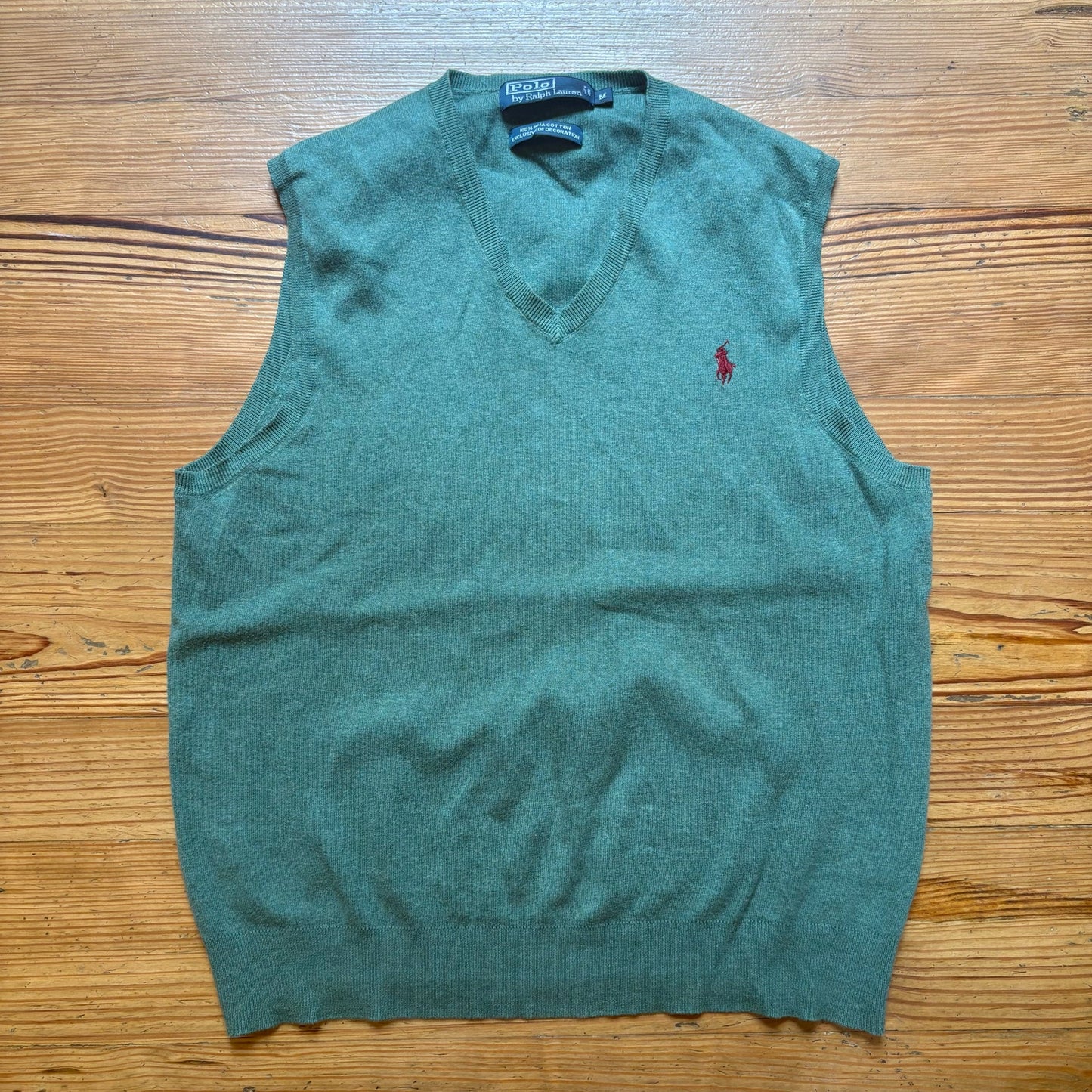 Polo Ralph Lauren green pima cotton mens sweater vest SIZE M