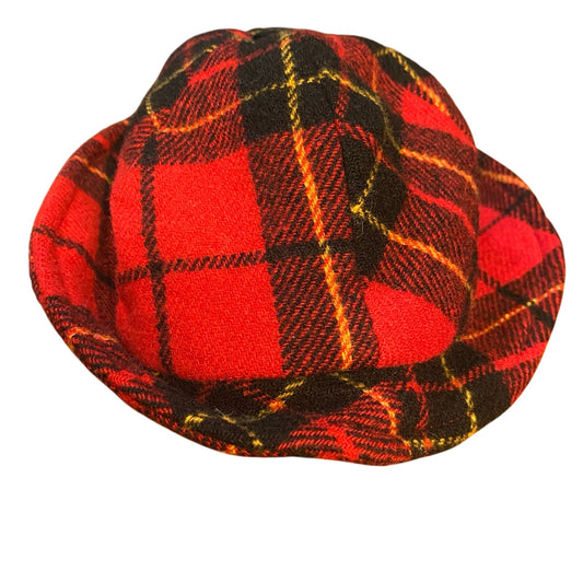 Red black plaid wool blend baby winter hat SIZE 12-14M