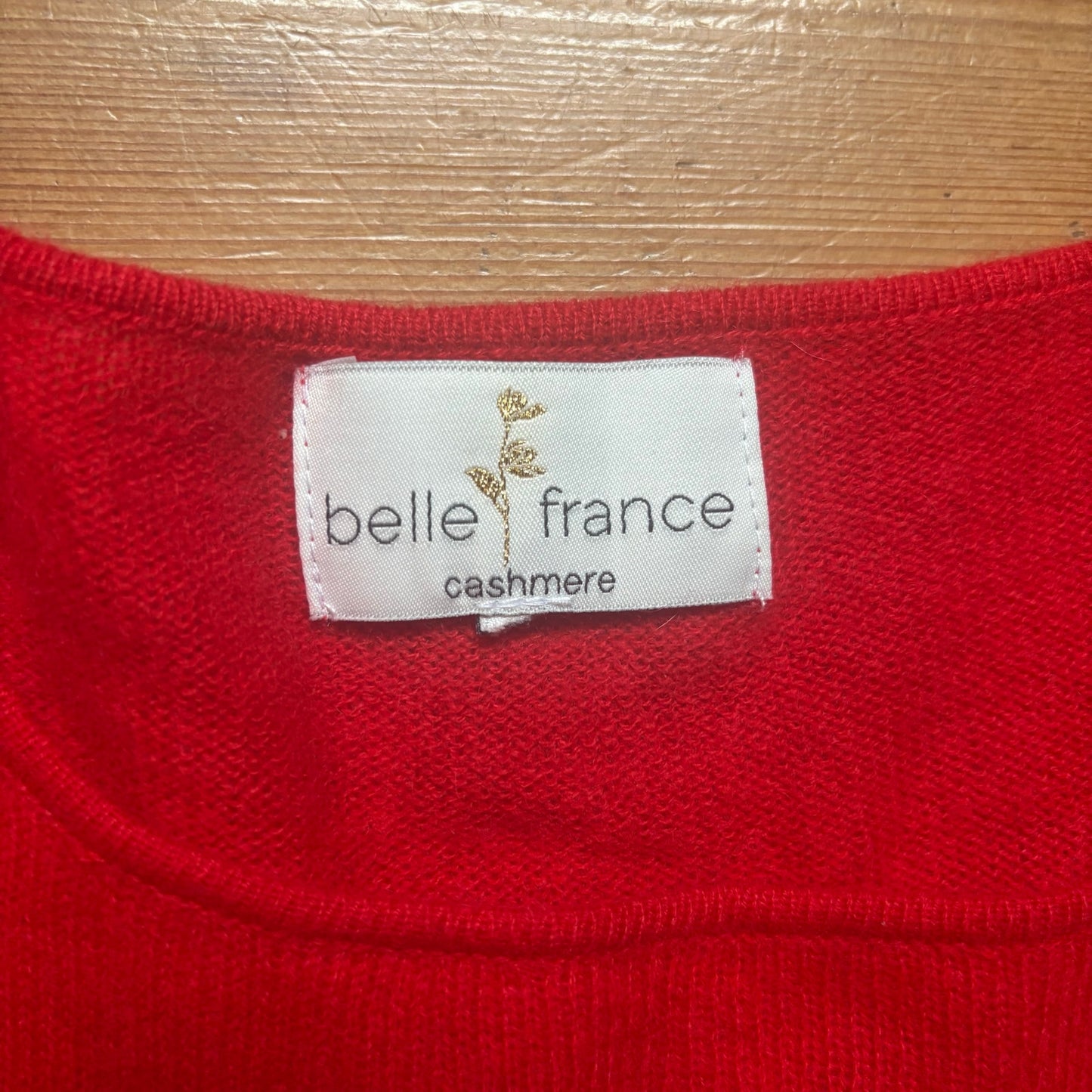 Belle France red cashmere boat neck pullover sweater SIZE M
