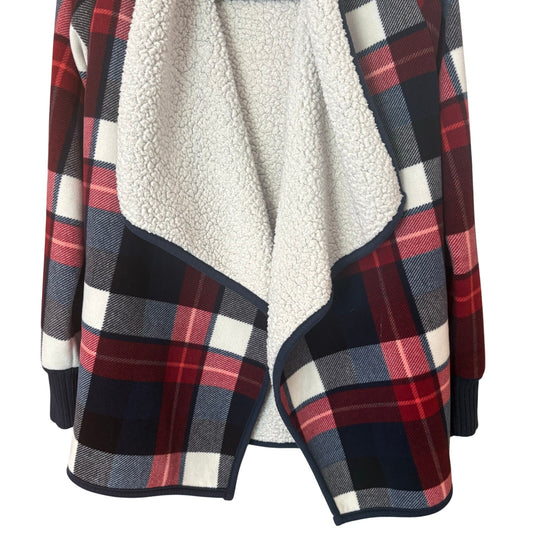Abercrombie & Fitch womens oversized buffalo plaid sherpa jacket SIZE S