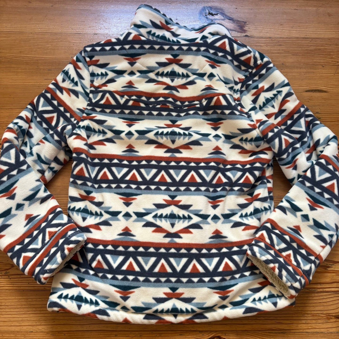 Outback Trading Company fleece lined full zip western print sweater SIZE M