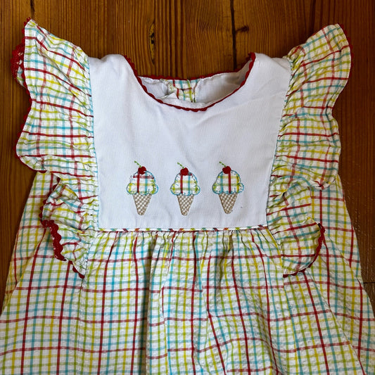 Shrimp & Grits Kids primary color ice cream apron dress SIZE 7