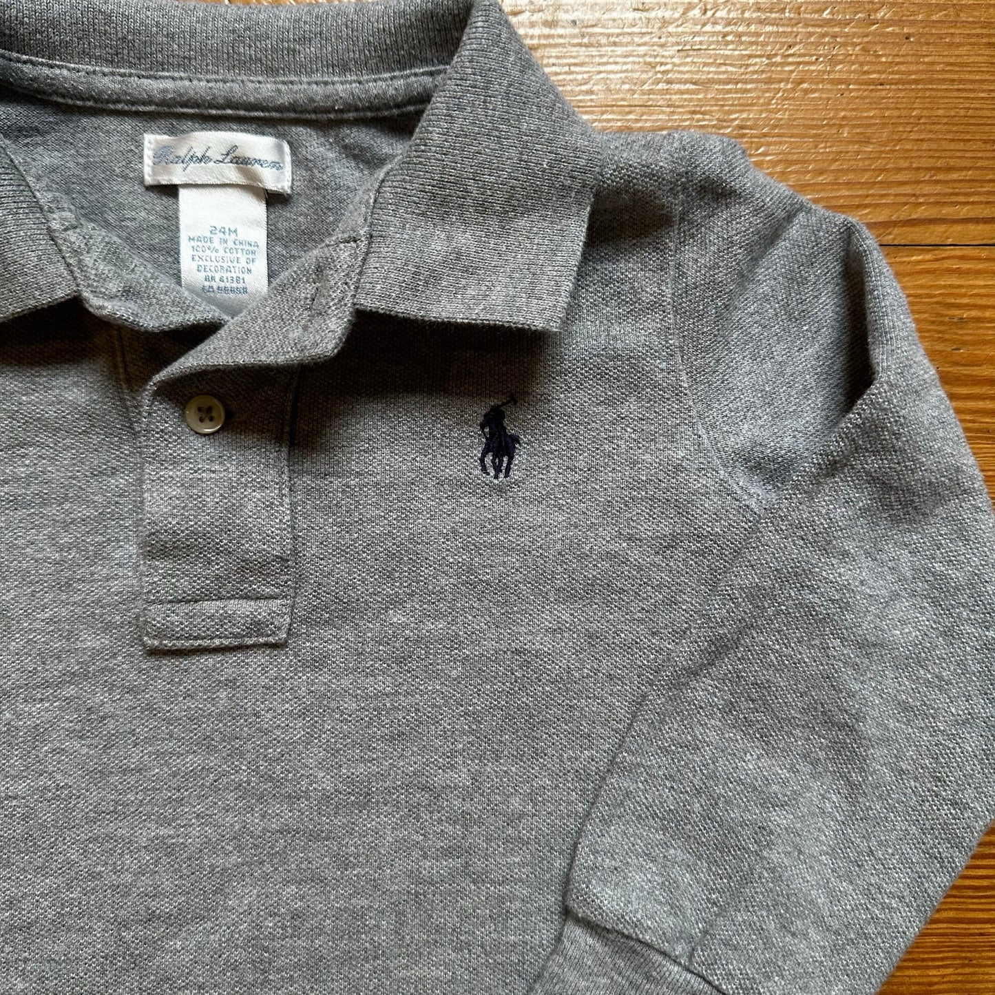 Ralph Lauren gray navy pony long sleeve polo shirt SIZE 24M