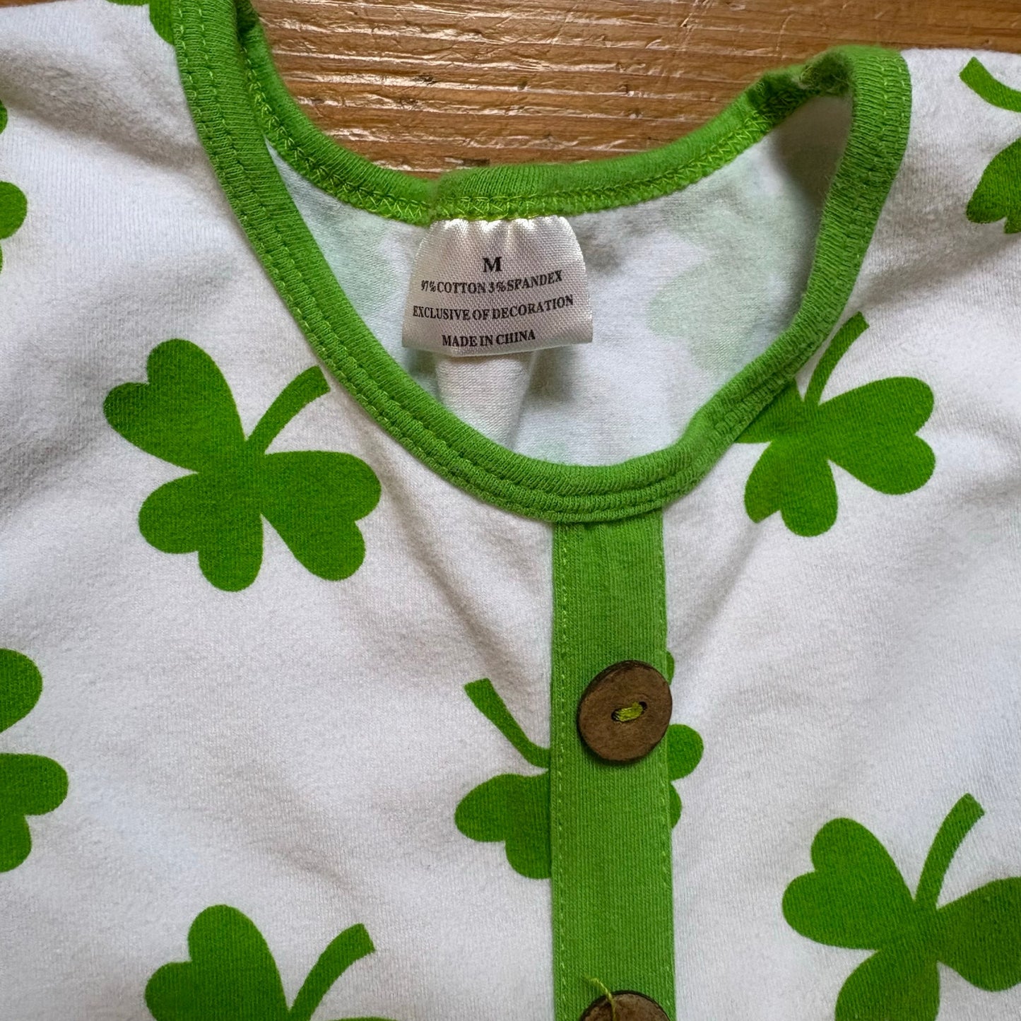 Shamrock white green St Patricks tiered ruffle long sleeve top SIZE 7