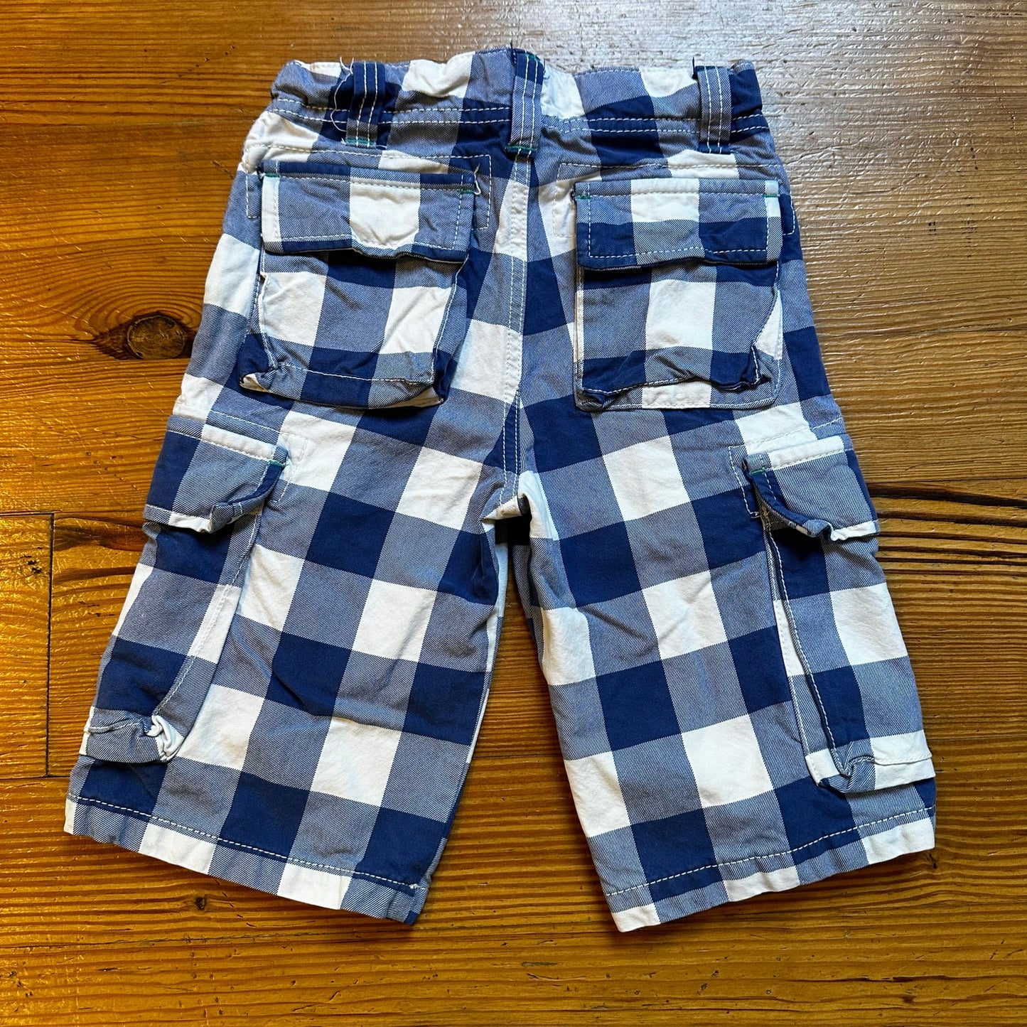 Mini Boden blue white checked cargo shorts SIZE 6