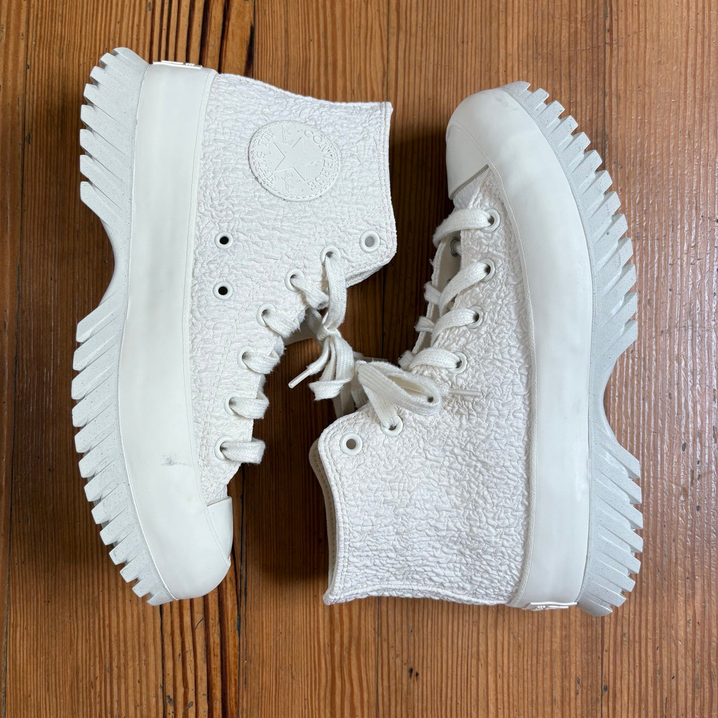 Converse All Star Chuck Taylor white textured high top platform sneakers SIZE 8