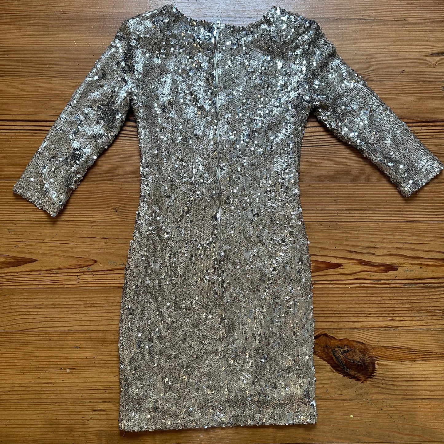 TFNC London silver sequin quarter sleeve mini dress SIZE S