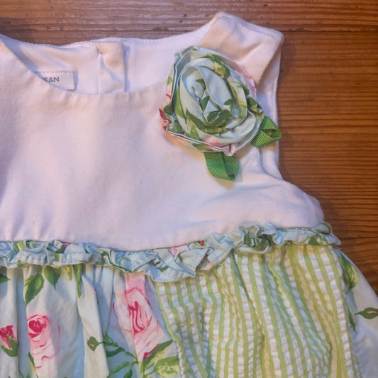 Bonnie Jean white pastel green floral sleeveless toddler dress SIZE 3T