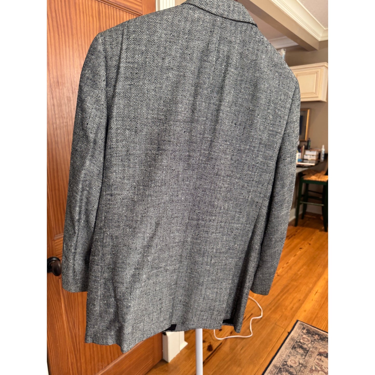 COUNTESS MARA Vintage Mens Blazer Jacket Suit Coat Black Tweed 42 Regular