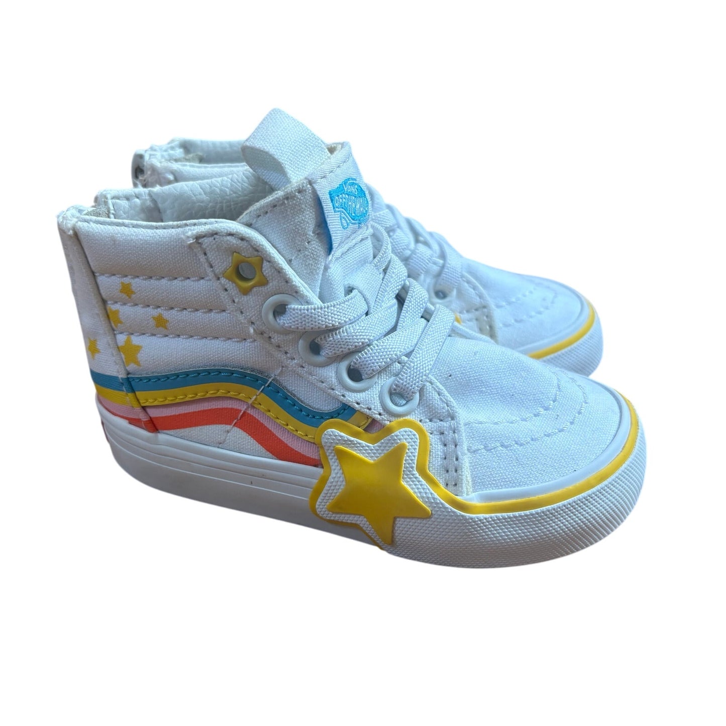 VANS white high top zipper side rainbow star toddler sneakers SIZE 7