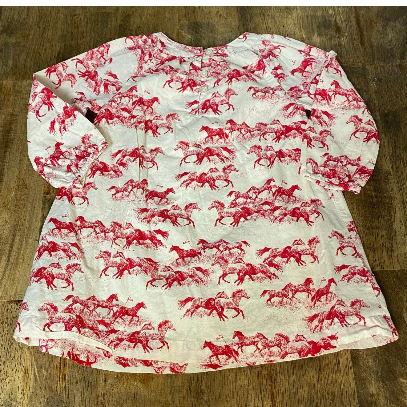 Gap red white horse print long sleeve toddler shirt dress SIZE 3