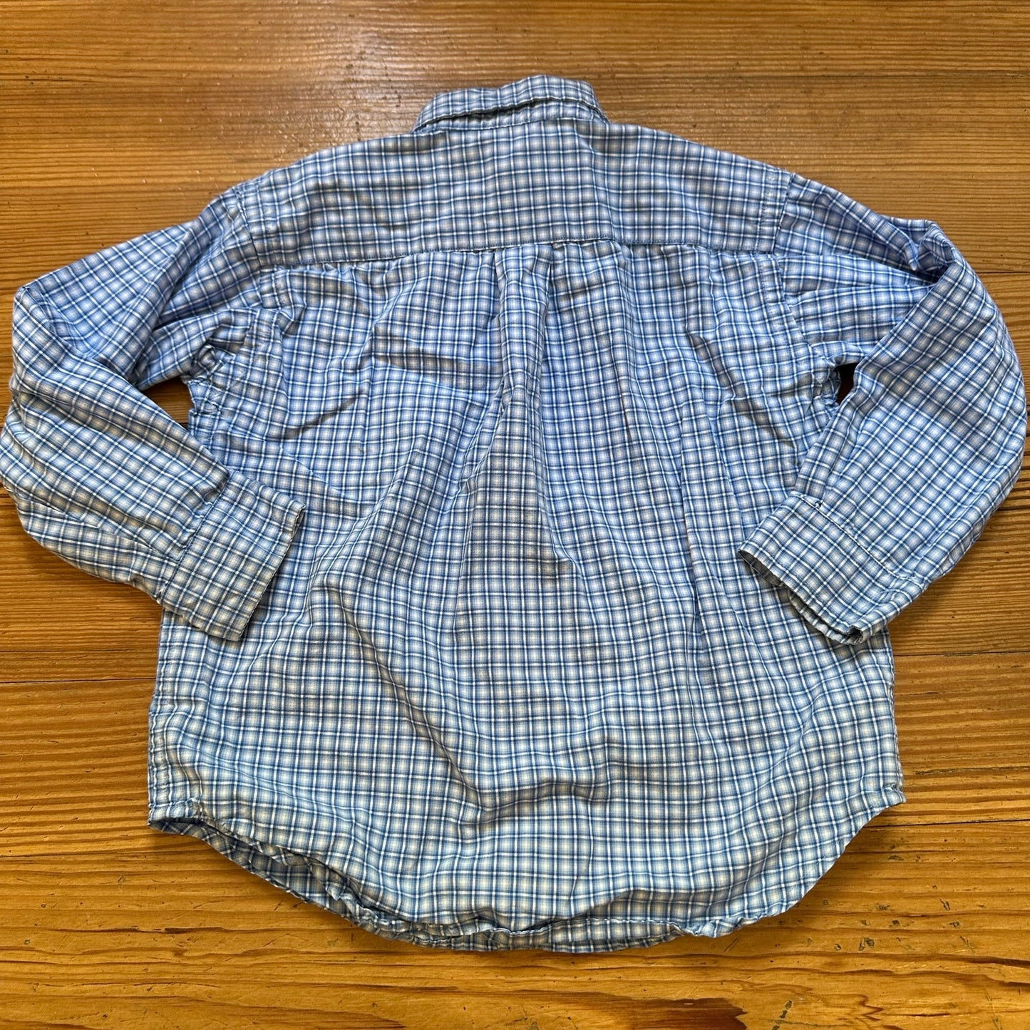 Ralph Lauren blue white checkered long sleeve button up shirt SIZE 3T