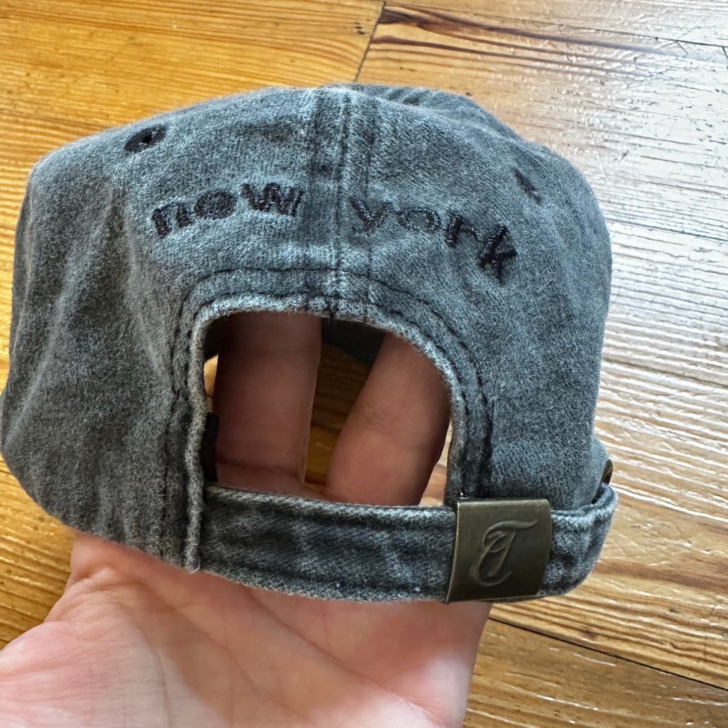 New York dark gray with black NY embroidery adjustable baseball hat