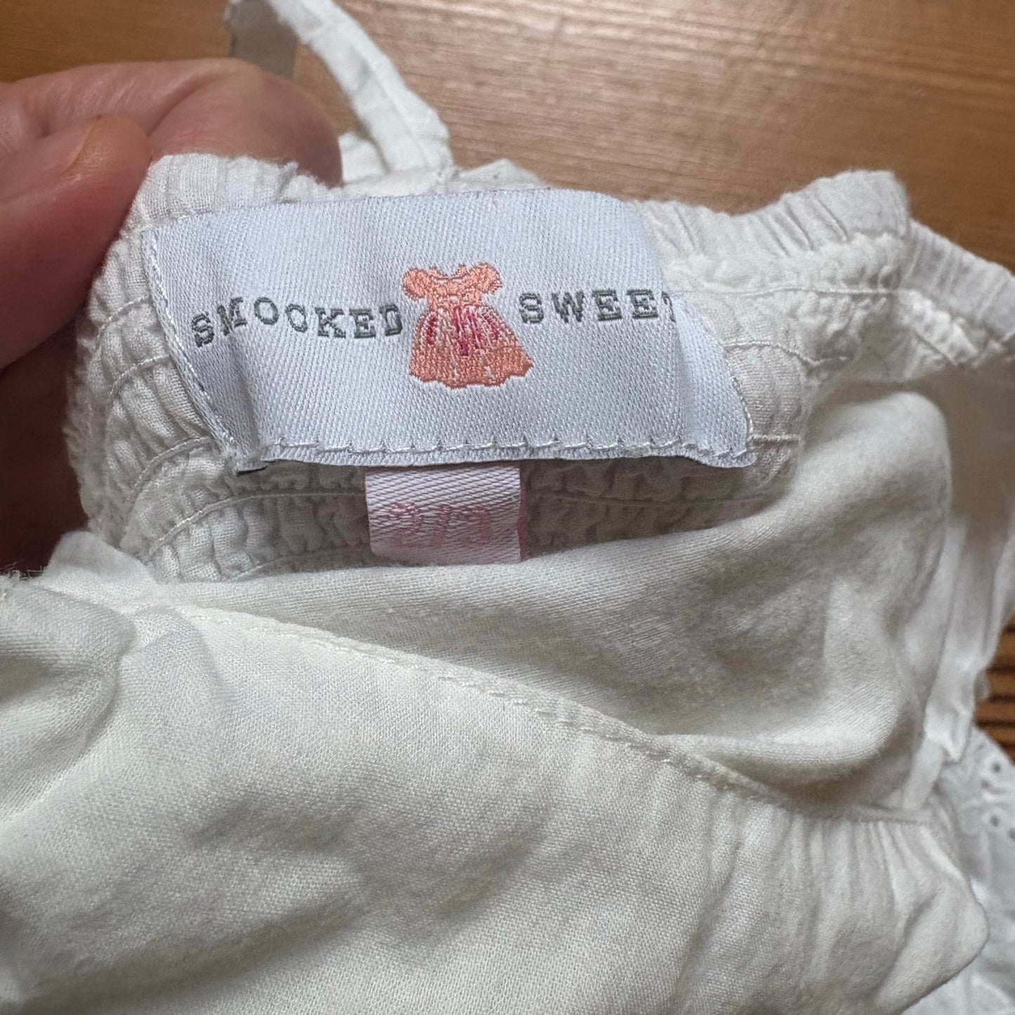 Smocked Sweets white eyelet ruffle toddler adjustable tank top SIZE 2T