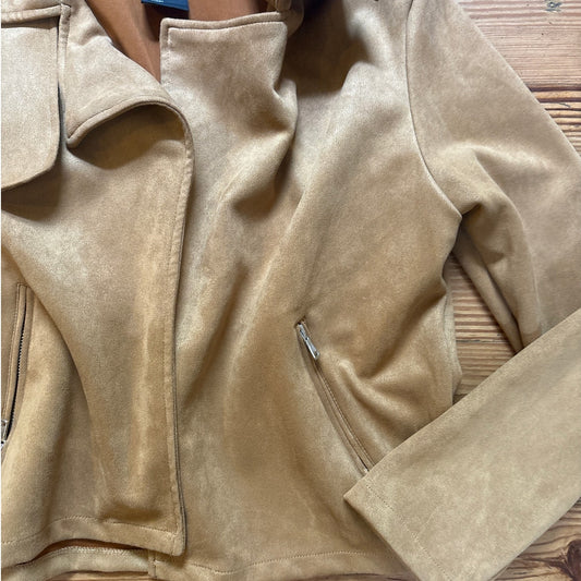 Ookie & LaLa brown tan faux suede open jacket SIZE M