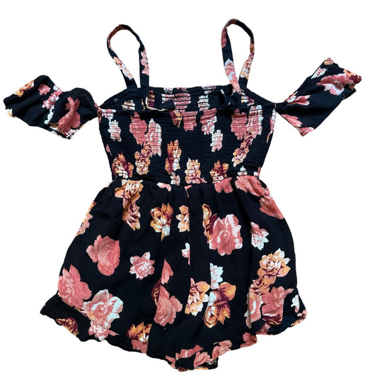 Band of Gypsies black pink floral off shoulder romper SIZE S