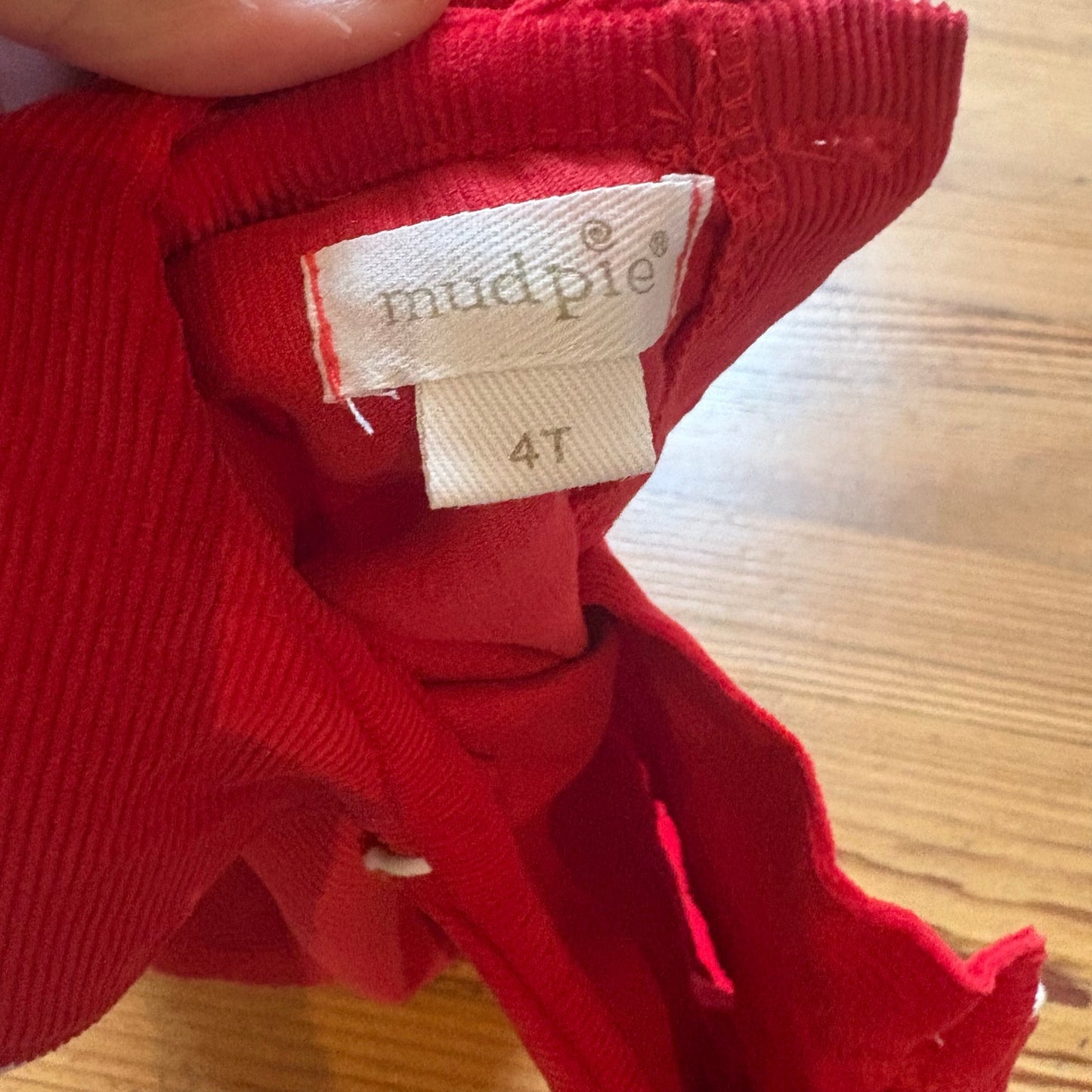 Mud Pie red corduroy short sleeve collar girls dress SIZE 4T