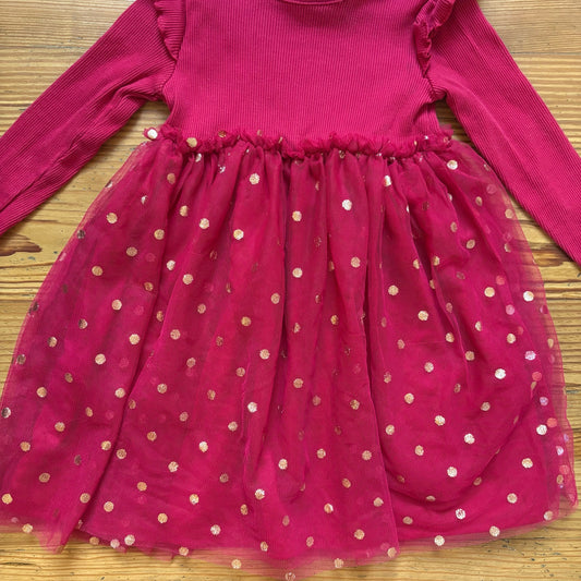 Madison Layne red ribbed gold polka dot long sleeve tutu dress SIZE 4T