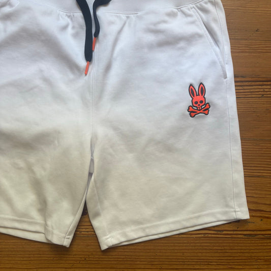 Psycho Bunny white pink logo elastic waistband men shorts SIZE XXL