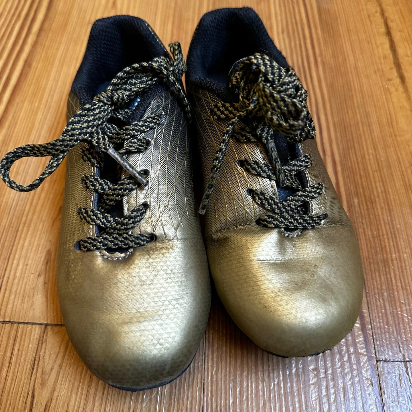 DSG gold black toddler lace up soccer cleats SIZE 9