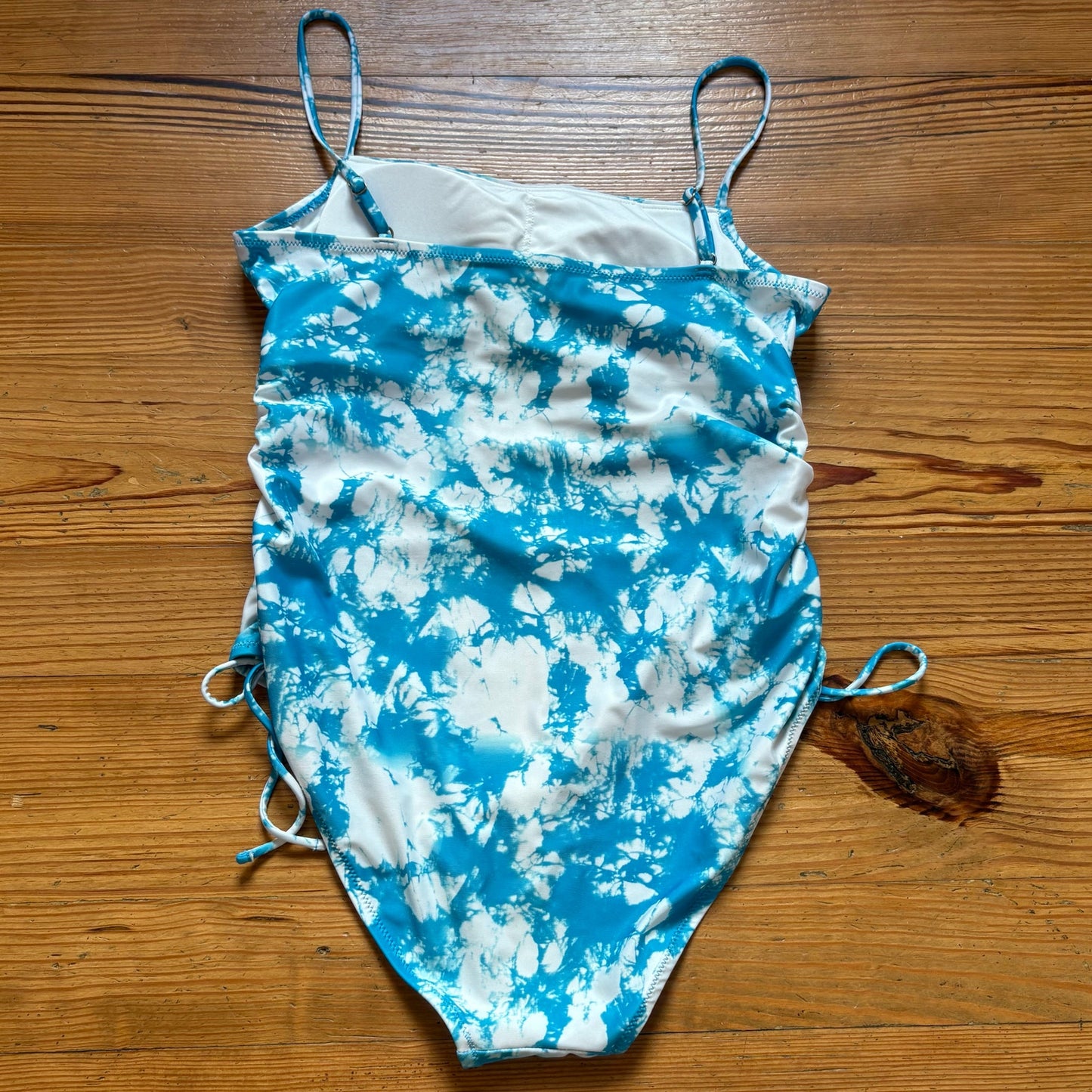 No Boundaries blue white tie dyed cheeky one piece swimsuit SIZE L