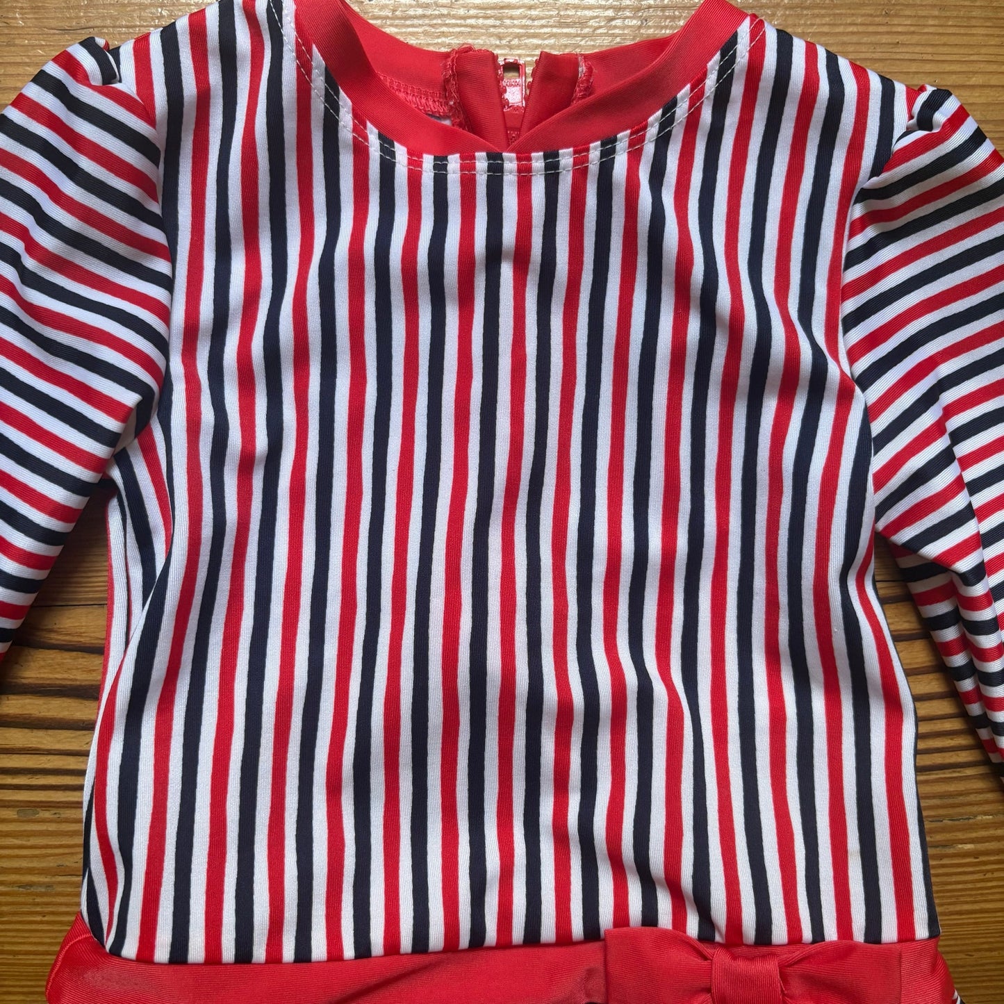 Cat & Jack red blue striped patriotic rash guard one piece swimsuit SIZE 4T