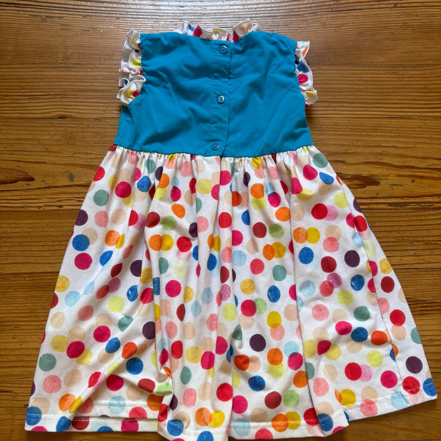 Chick and Chap blue colorful polka dot ruffle sleeveless toddler dress SIZE 3T