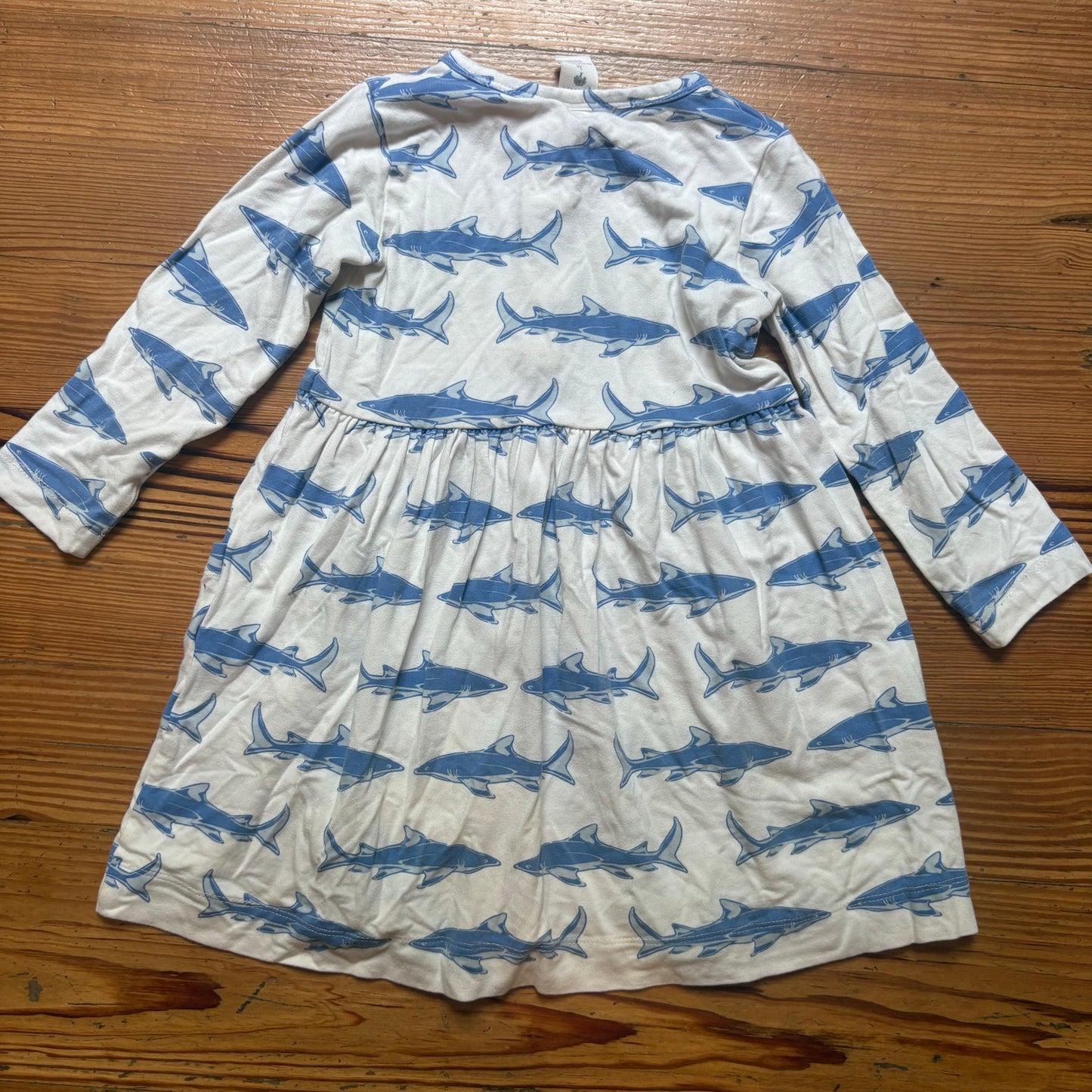 Kate Quinn bamboo ivory blue shark long sleeve bodysuit dress SIZE 2T
