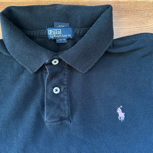 Polo Ralph Lauren black pink pony short sleeve polo shirt SIZE 14