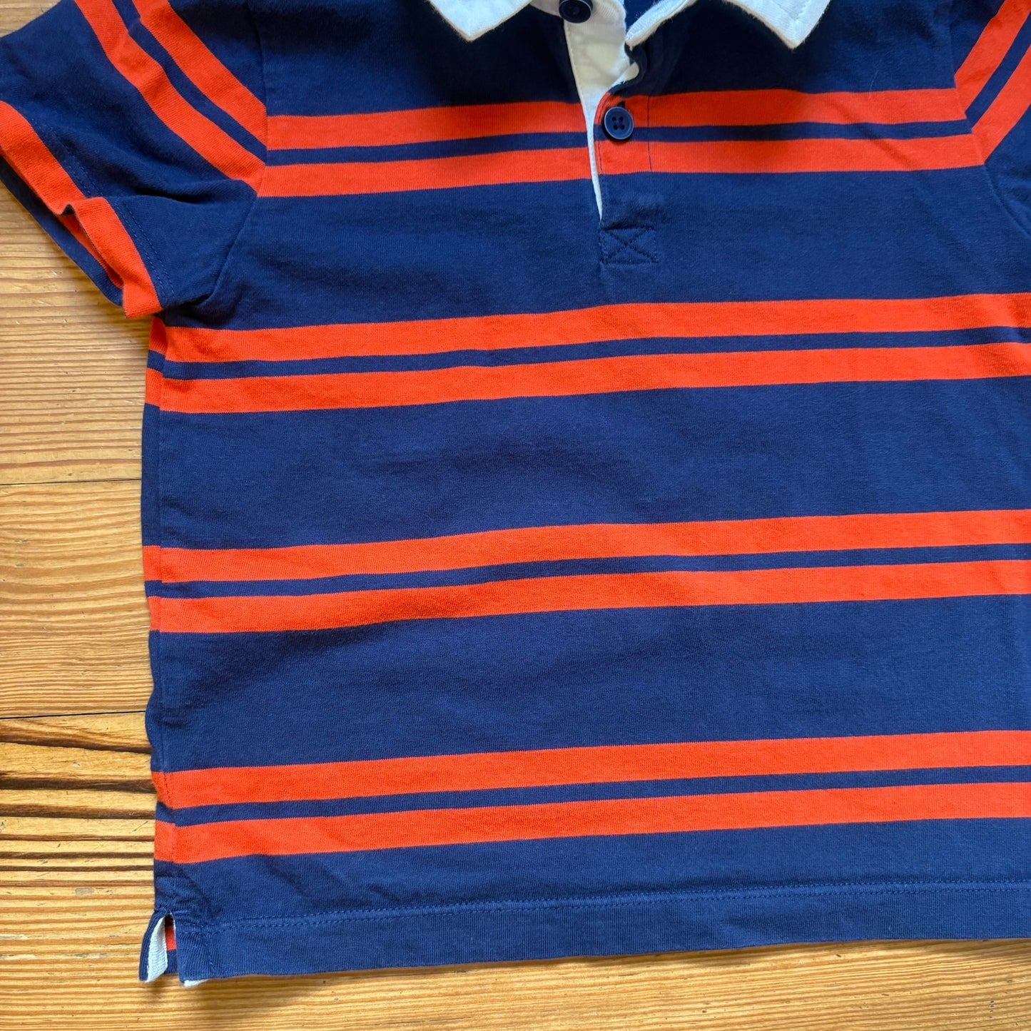 Hanna Andersson orange blue striped short sleeve polo shirt SIZE 3T